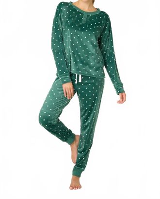 PJ Salvage Lets Get Toasty Lounge Set In Dark Forest Polka Dot
