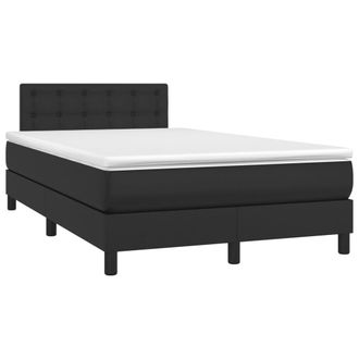 vidaXL Vidaxl - Cama Box Spring Colch&oacute;n Y Led Cuero Sint&eacute;tico Negro 120x200 Cm