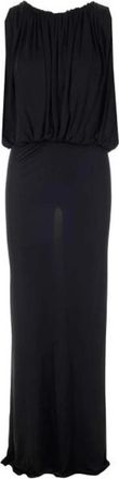 Saint Laurent Gedrapeerde mouwloze jersey maxi-jurk - Dames - Avondkleed - Zwart - S - Kleedjes