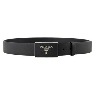 Prada Black Saffiano Leather Belt - male - Prada - Belts - Black - 85 CM - Accessories