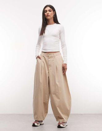 Collusion Jeans a palloncino XL beige a pieghe-Neutro