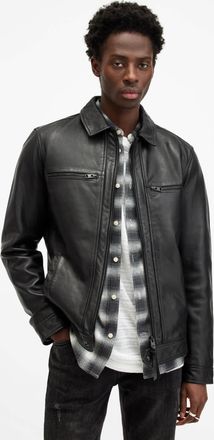 AllSaints Luck Slim Front Zip Up Leather Jacket
