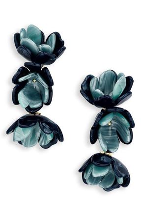 Lele Sadoughi Mini Rose Triple Drop Clip-On Earrings in Azure at Nordstrom