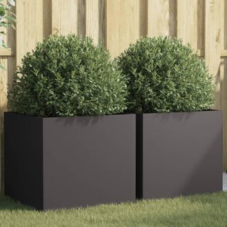vidaXL Jardineras 2 Unidades Acero Negro 49x47x46 Cm Vidaxl