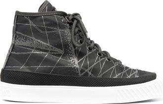 Stone Island abstract-print high-top sneakers - men - Fabric/Rubber/Calf Leather - 42 - Grey