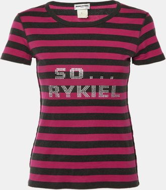 Sonia Rykiel Pink Striped Cotton So Rykiel Embellished T-Shirt