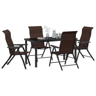 Berkfield Home Elegant 5 Piece Garden Dining Set Brown Poly Rattan