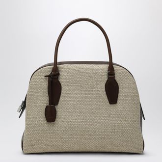 The Row India 12 natural/brown canvas and leather bag