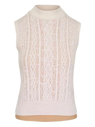 Vince cable-knit high-neck vest - Beige