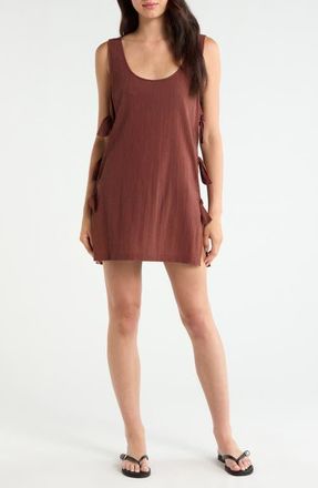 Sanctuary Side Tie A-Line Cover-Up Dress in Mocha at Nordstrom, Size X-Large