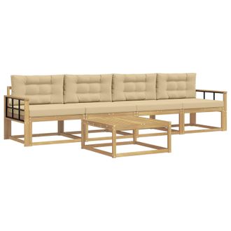 vidaXL Conjunto De Sof&aacute;s De Exterior Con Coj&iacute;n 4 Pcs Y Beige Vidaxl