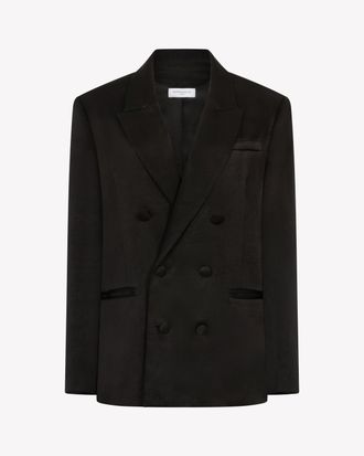 Serena Bute Satin Double Breasted Blazer - Black