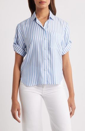 Beach Lunch Lounge Murphy Stripe Button-Up Shirt in Blue Poppy at Nordstrom, Size X-Large