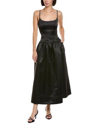Cynthia Rowley Satin Drop Waist Midi Dress