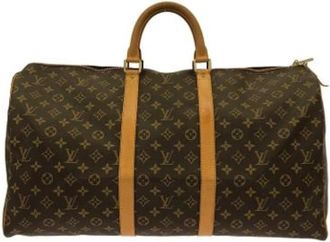 Louis Vuitton Tweedehands Canvas Louis Vuitton tassen - Dames - Vintage Weekendtas - Bruin - ONE Size - Vintage