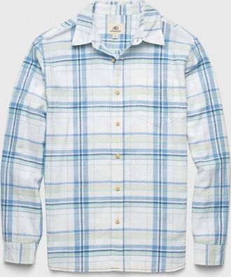 Surfside Supply Mens Brian Slub Plaid Shirt In White/blue Combo