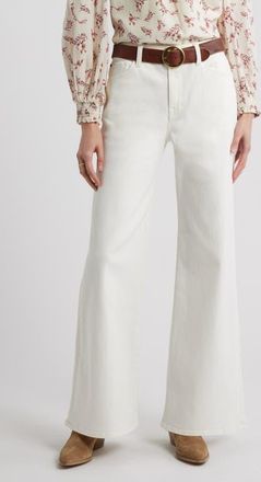 Treasure & Bond High Waist Wide Leg Jeans in Ecru at Nordstrom, Size 25
