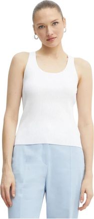Michael Kors Ribbed Scoop-Neck Tank Top - Dames - Tops zonder mouwen - Wit - L - Polyester - Tops