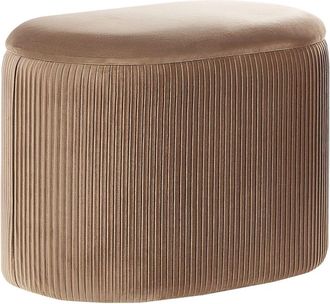Beliani Puf con almacenaje terciopelo beige 55 cm 35 cm 41 cm
