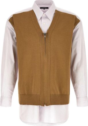 Comme Des Gar&ccedil;ons Gestreept Shirt met Cardigan-Inzetstuk - Heren - Casual Overhemden - Veelkleurig - L - Katoen - Overhemden