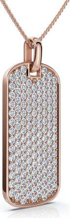 Pompeii3 Mens 1ct Diamond Dog Tag Pendant 14k Gold Necklace Lab Grown 18 Chain