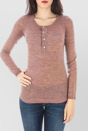 Fred Perry alpaca wool henley sweater