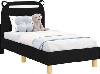 vidaXL Estructura De Cama Para Ni&ntilde;os Peque&ntilde;os Con Cabecera Negro Tela Vidaxl