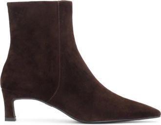 Kazar Donkerbruine su&egrave;de enkellaarsjes met rits - Dames - Laarzen met Hak - Bruin - 36 EU - Su&egrave;de - Schoenen