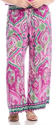 Karen Kane High Waist Wide Leg Pants in Pink Multi Print at Nordstrom, Size 1X
