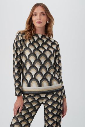 Trina Turk Minato Printed Knit Jacquard Long Sleeve Top in Multi at Nordstrom, Size X-Large