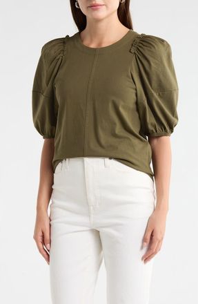 Madewell Puff Sleeve Cotton T-Shirt in Faded Ivy at Nordstrom Rack, Size X-Small