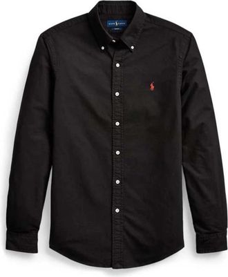 Polo Ralph Lauren Slim Fit Oxford Overhemd met Ralph Logo - Heren - Casual Overhemden - Zwart - L - Katoen - Overhemden