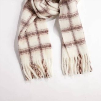 Hat Attack Womens Warm Window Plaid Scarf In Brown