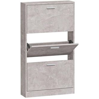 vidaXL Vidaxl - Mueble zapatero madera contrachapada gris hormigón 59x17x108 cm