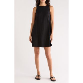 Madewell Linen Blend Shift Minidress in True Black at Nordstrom Rack, Size Xx-Large