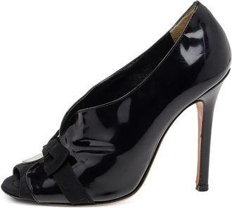 Dolce & Gabbana 105mm bow-detail booties - women - Calf Leather/Calf Leather/Patent Leather - 36 - Black