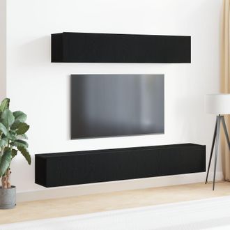 Berkfield Home 4 Piece TV Cabinet Set Black Engineered Wood
