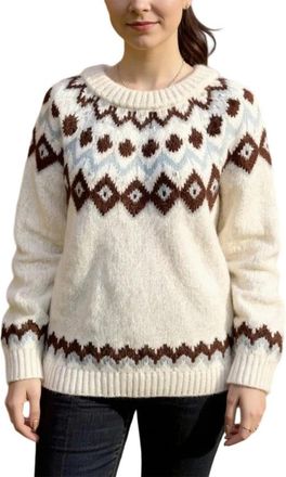 Generic Womens Sweaters - Fairisle Jumpers for Women UK Long Sleeves Icelandic Sweaters Soft Comfortable Nordic Jumpers Warm Fashion Crew Neck Chunky Casual P