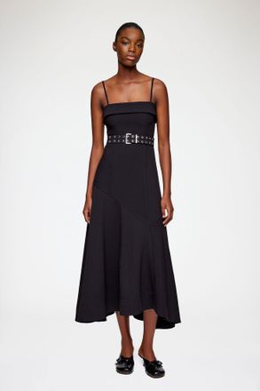 Ganni Black Dress in Twill Suiting