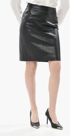 Celine Leather Pencil Skirt with Back Slit Celine