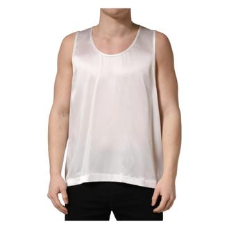 Dolce & Gabbana Sleeveless Tops, male, White, Size: L Sleeveless Round Neck T-shirt