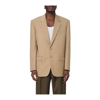 Saint Laurent Blazers, male, Yellow, 2XL, Classic Wool Blazer