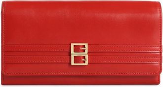 Kazar Rode leren portemonnee met twee gespen - Dames - Portefeuilles - Rood - ONE Size - Leer - Accessoires