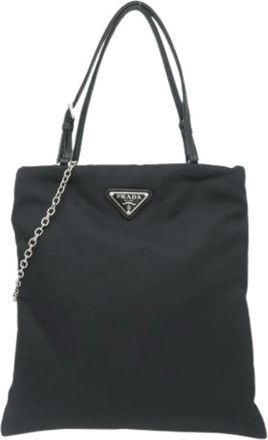 Prada Pre-owned Tote Bags, female, Black, Size: ONE SIZE Pre-owned Nylon Tote Bag