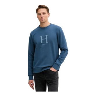 Hackett Hoodies & sweatvesten, Heren, Blauw, S, Katoen, H Logo Crew-Neck Sweatshirt