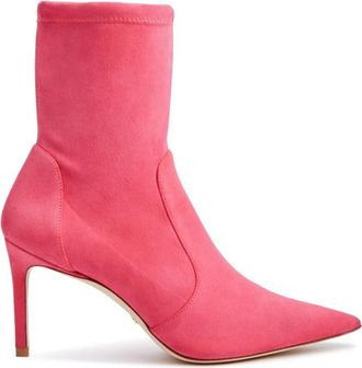 Stuart Weitzman Elegante Pointed Toe Bootie - Dames - Laarzen met Hak - Roze - 38 1/2 EU - Schoenen
