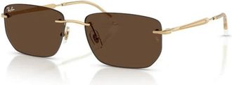 Ray-Ban Rechthoekige Zonnebril - unisex - Zonnebrillen - Geel - 56 MM - Accessoires