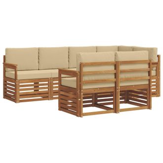 vidaXL Conjunto De Sof&aacute; Seccional Con Coj&iacute;n 7 Pcs Natural Y Beige Vidaxl