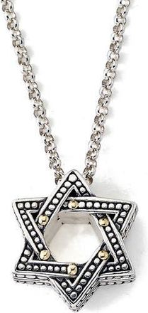 Samuel B. 18K Gold & Sterling Silver Star of David Pendant Necklace in Silver And Gold at Nordstrom Rack