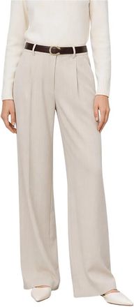 Kocca Pliss&eacute;e wijde broek met hoge taille en krijtstreep - Dames - Wijde Broeken - Beige - S - Broeken